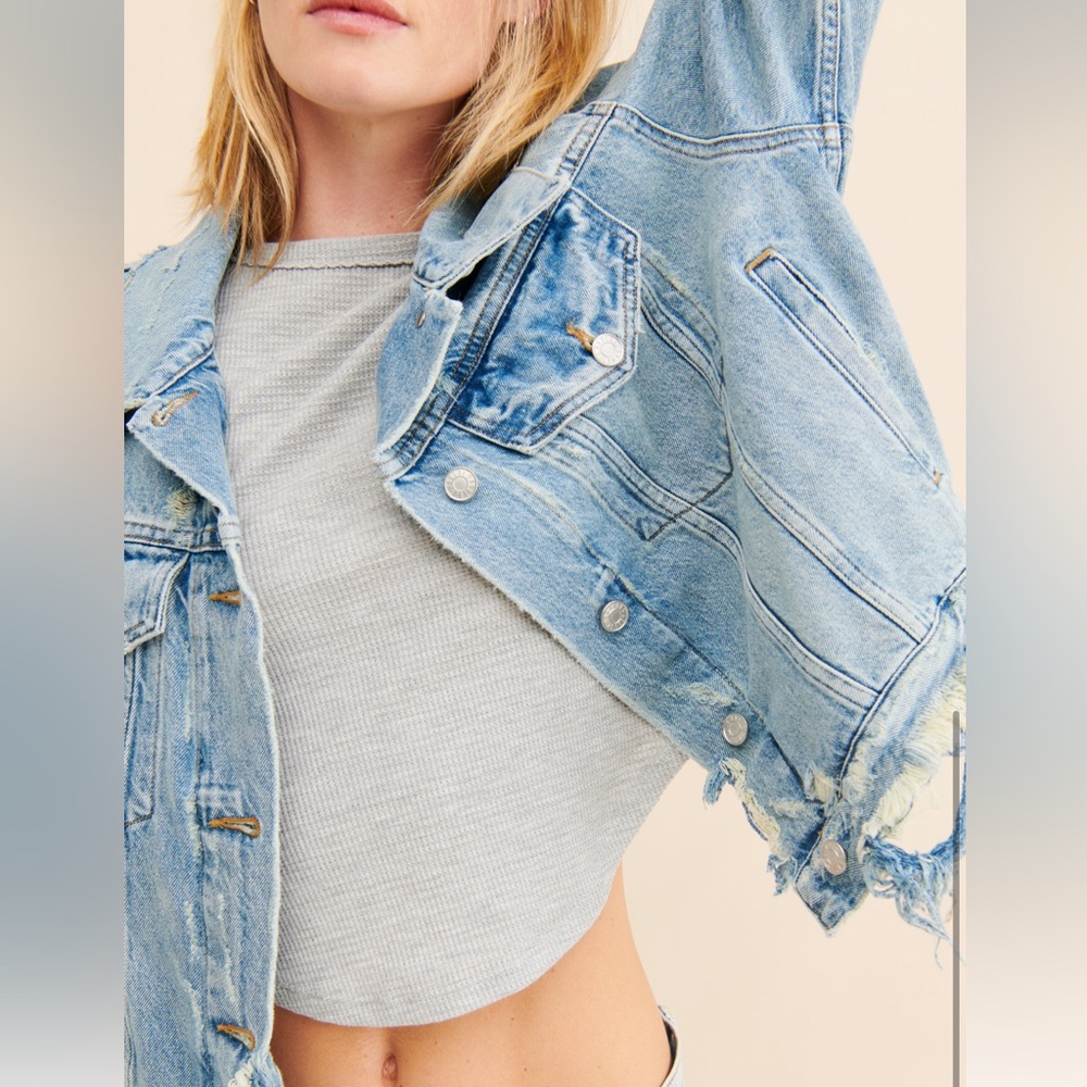 Agolde Light Blue Distressed Jean Jacket